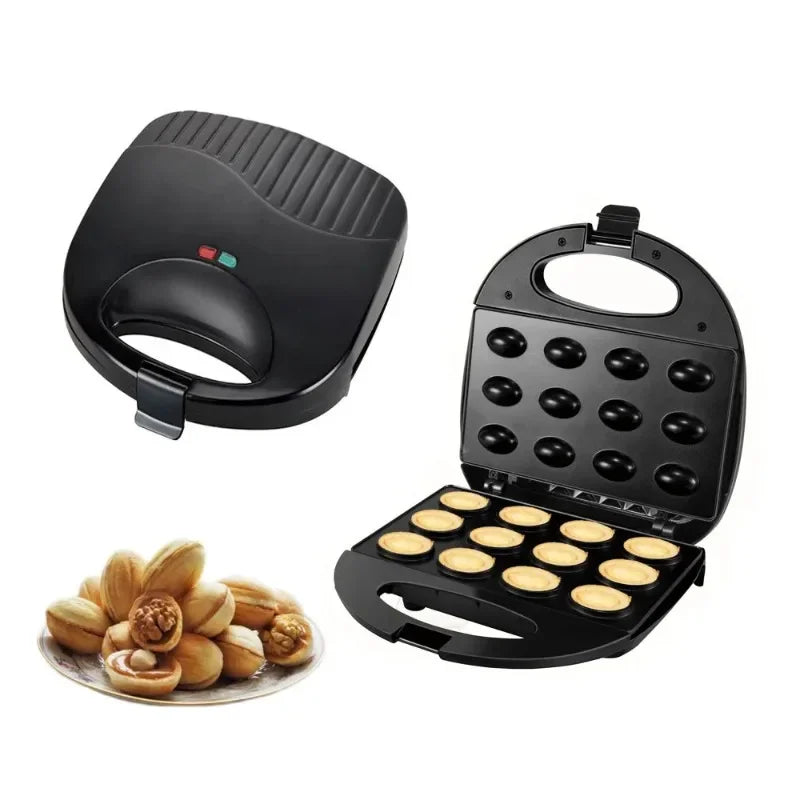 750W Electric Walnut Cake Waffle Maker 12 Holes Nut Plates Cooking Kitchen Appliances Breakfast Machine Non-stick Iron Pan