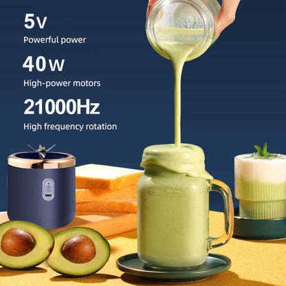 Portable Small Electric Juice Cup Stainless Steel Blade Double Cup Juice Fruit Food Automatic Smoothie Blender Kitchen Tool