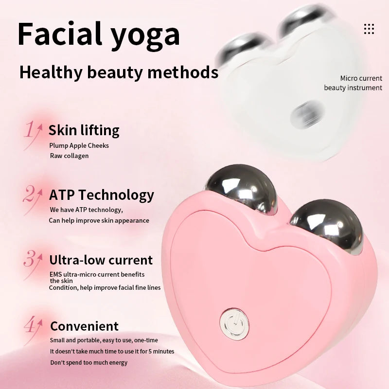 3D Microcurrent Electric Face Massager Lift Roller Mini Facial Lifting Device Sonic Vibration Skin Tighten Massage Beauty Care