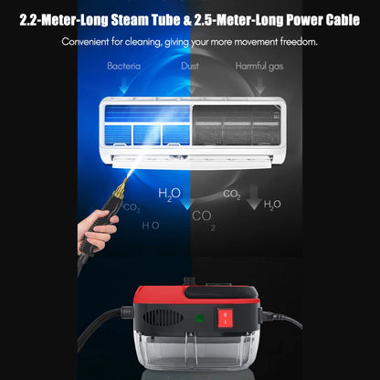 2500W Portable Handheld Steam Cleaner High Temperature Pressurized Steam Cleaning Machine with Brush Heads for Furniture Car