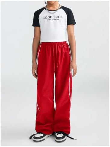 Girls Trendy Wide Leg High Waist Track Pants Unisex Active Fashion