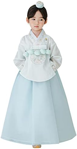 Stylish Sky Dangui Korean Hanbok Dress for Kids 10015yo