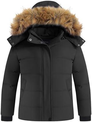 wantdo Girls Winter Puffy Coat with Faux Fur Hood 1