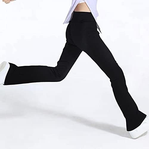 Girls High-Waisted Cross-Flare Leggings with 4-Way Stretch fabric Pockets Black