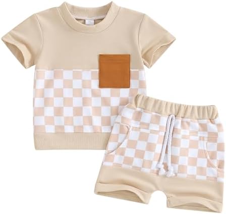 Perfect Checkered Plaid Toddler Outfit Soft Trendy Summer Clothes for Kids