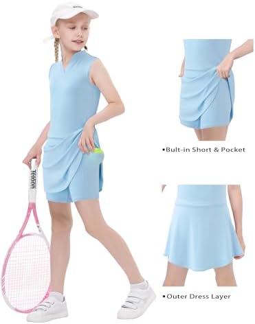 LionJIE Kids Girls Tennis Golf Dress Outfit