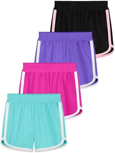 Resinta 4-Piece Toddler Girls Active Running Shorts Quick Dry Comfortable