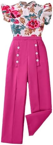 Toddler Girl Summer Suit with Printed Top and Pants Outfit