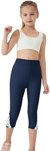Girls Summer Capri Leggings with Elastic Waist