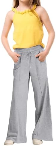 Ikevan Girls Oversized Wide Leg Sweatpants with Pockets