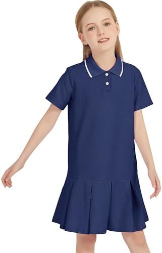 Flygo Girls Athletic Polo Dress for Tennis Golf and More