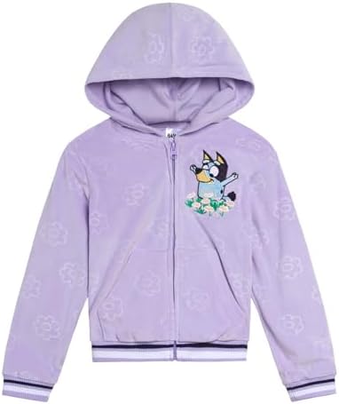 Bluey Girls Velour Zip-Up Hoodie Jogger Pants Set