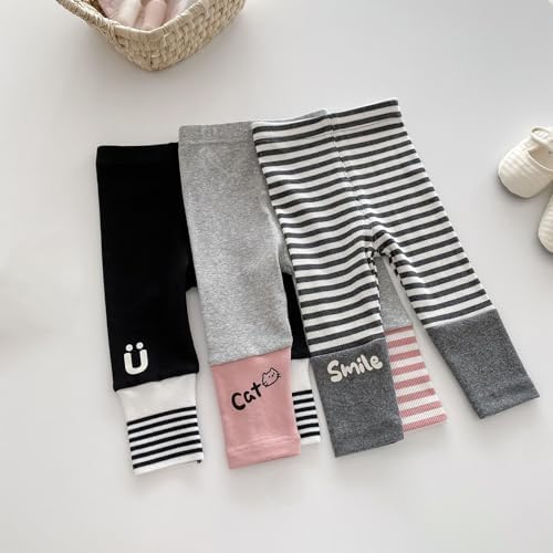 Adorable High Waisted Stripe Baby Leggings for Girls Casual Cotton Trousers