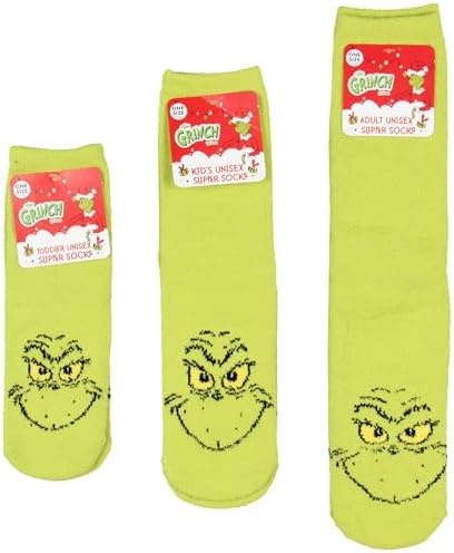 Grinch Family Fuzzy Sleepy Socks for Girls Cozy Holiday Gift