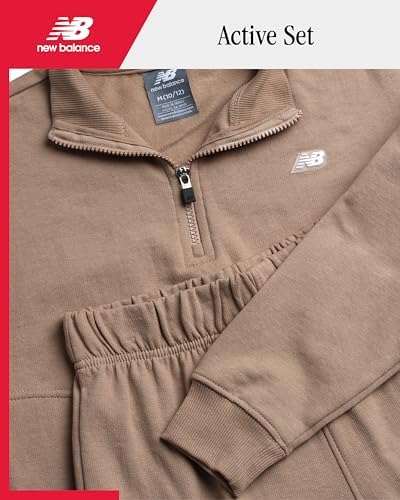 New Balance Girls Performance Fleece Zip Hoodie Cargo Jogger Sweatpants Set