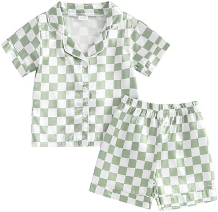 SAYOO Toddler Pajama Set Checkered Button Down