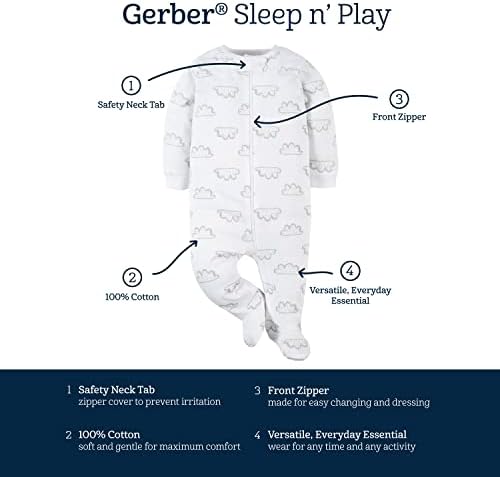 4-Pack Sleep N Play Footies for Newborns Gerber Essential Birthwear