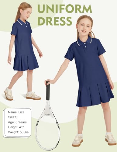 Flygo Girls Athletic Polo Dress for Tennis Golf and More