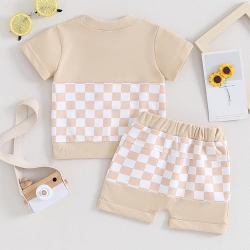 Perfect Checkered Plaid Toddler Outfit Soft Trendy Summer Clothes for Kids