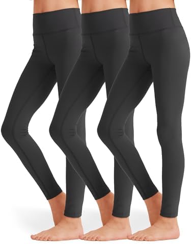 3 Pack Girls Black Athletic Leggings Increasing Confidence Perfect for Gym Beyond