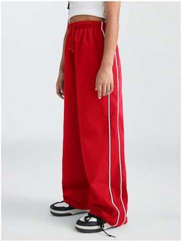 Girls Trendy Wide Leg High Waist Track Pants Unisex Active Fashion