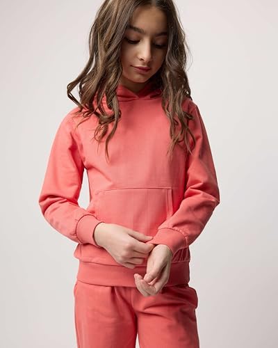 Real Essentials 3-Pack Girls Soft-Brushed Fleece Pullover Hoodie with Kangaroo Pocket