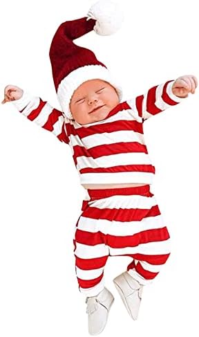 Toddler Girl Christmas Sleepwear Set - Striped Pajamas with Hat