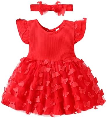 LYSMuch Butterfly Dress for Baby Girls Short Sleeve