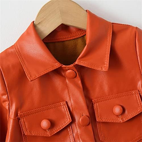 Patchwork Long Sleeve Leather Jacket - Kids Winter Set