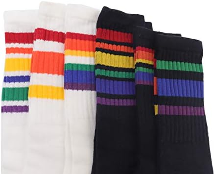 Unisex cotton childrens knee high socks Rainbow Stripe Ages 1-9