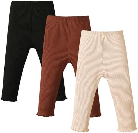 SOBOWO Toddler Ruffle Pants 3-Pack