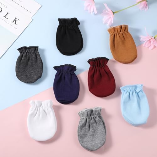 8Pcs Newborn Soft Cotton mittens 0-6M monkeymint