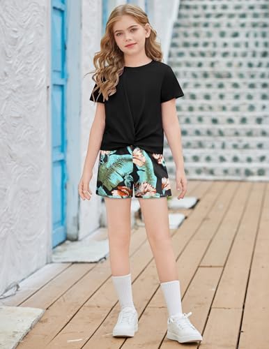Arshiner Girls 2-Piece Twist Front Top and Shorts Set