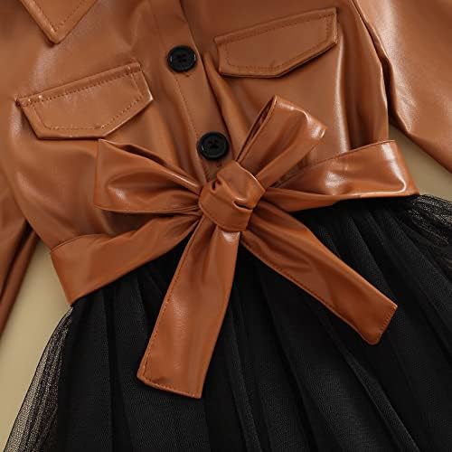 Toddler Girls Faux Leather Tulle Winter Outfit