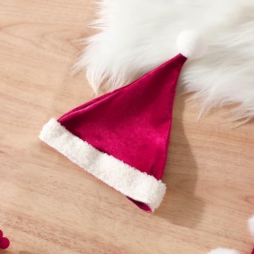 Newborn Baby Girl Christmas Dress with Santa Hat - 2Pcs