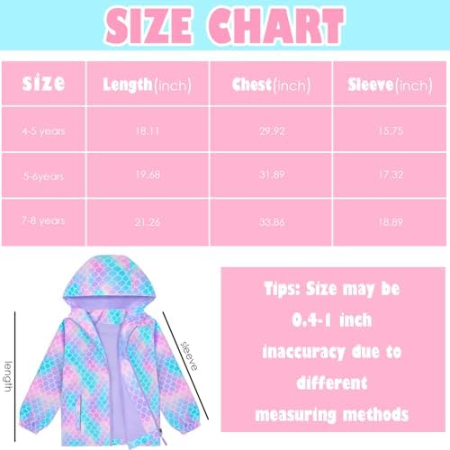 OlyPegic Girls Waterproof Hooded Rain Jacket