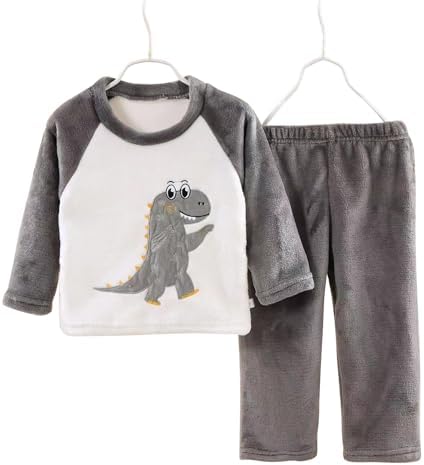 Dinosaur-Powered Flannel Pajamas Set for Kids