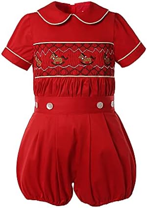 Pettigirl - Festive Red Smocked Dress for Girls Boys - Special Occasion Outfit