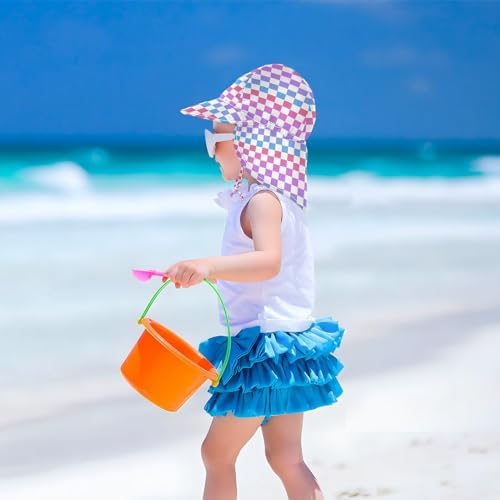 Adjustable Gradient Red Blue Checkered Toddler Kids Hat