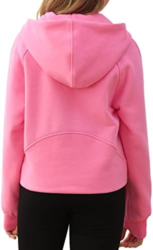 Girls Half Zip Zipped Collar Cropped Fleece Hoodies