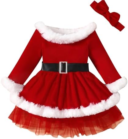 Christmas Baby Furred Border Dress Set for Boys and Girls