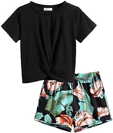 Arshiner Girls 2-Piece Twist Front Top and Shorts Set