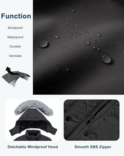 WULFUL Parka Jacket for Girls Waterproof Warm Windproof