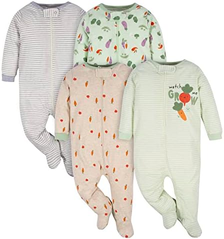 4-Pack Sleep N Play Footies for Newborns Gerber Essential Birthwear