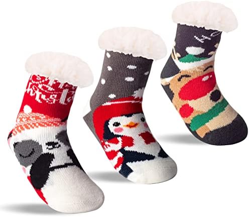 FENELY 3 Pairs Kids Slipper Socks