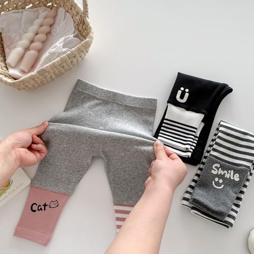 Adorable High Waisted Stripe Baby Leggings for Girls Casual Cotton Trousers