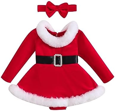 Cute Baby Girl Christmas Romper Dress Santa Claus Design