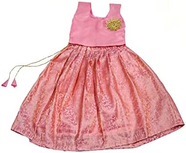 Green Dupion Silk Lehenga Choli for Kids