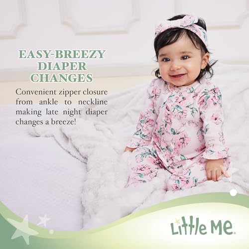 Little Me - 100 Cotton Footie Headband Set for Baby Girls