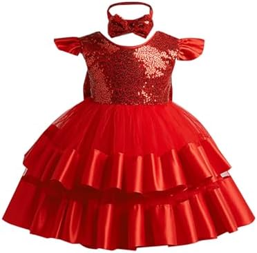 Girls Sequin Tutu Dress with Ruffle Cap Sleeve